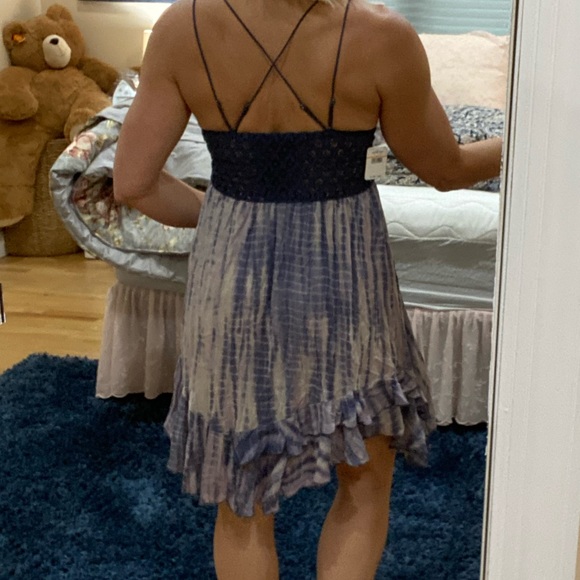 Adella NEW with tags Free People blue combo Strappy tie dye sundress small - Picture 10 of 14